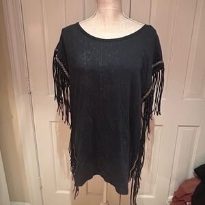 Affliction fringe top with silver embellishments.  Size XL. NWOT